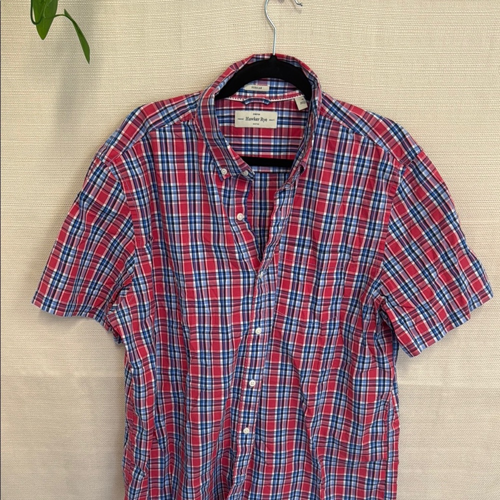 Red and Blue Casual Button Down Shirt